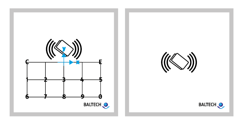 Diagram of BALTECH ACCESS200 front sticker measurements