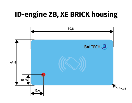 Diagram of BALTECH ID-engine front sticker measurements