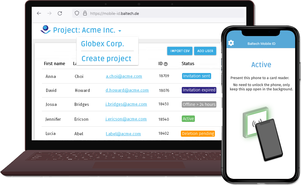 BALTECH Mobile ID Manager and Mobile ID app