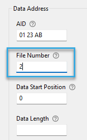 Screenshot: File number entry field in the MIFARE DESFire component of a configuration for BALTECH RFID readers