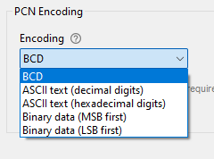Screenshot: Encoding dropdown in the configuration component 'Autoread ISO 15693 Number in Block' of BALTECH ConfigEditor