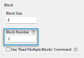 Screenshot: Block number entry field in the configuration component 'Autoread ISO 15693 Number in Block' of BALTECH ConfigEditor