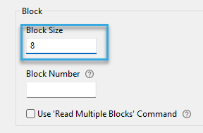 Screenshot: Block size entry field in the configuration component 'Autoread ISO 15693 Number in Block' of BALTECH ConfigEditor