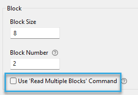 Screenshot: Checkbox 'Use Read Multiple Blocks Command' in the configuration component 'Autoread ISO 15693 Number in Block' of BALTECH ConfigEditor