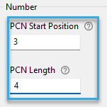 Screenshot: PCN start position and PCN lengh entry fields in the configuration component 'Autoread ISO 15693 Number in Block' of BALTECH ConfigEditor