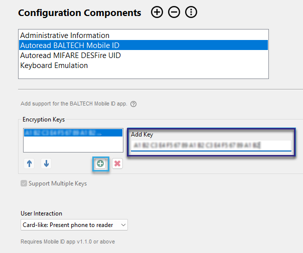 Add multiple Mobile ID keys in a reader configuration in BALTECH ConfigEditor