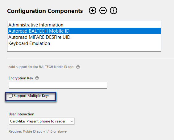 Enable support for multiple Mobile ID keys in a reader configuration in BALTECH ConfigEditor