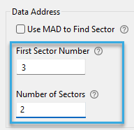 Screenshot: 'Sector Number' entry field in the configuration component 'Autoread MIFARE Classic VHL File' of BALTECH ConfigEditor