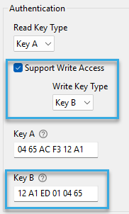 Screenshot: Read Key dropdown and entry field in the configuration component 'Autoread MIFARE Classic VHL File' of BALTECH ConfigEditor