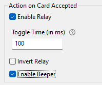 Screenshot: Action on Card Accepted section in the Offline Access Control host interface component in BALTECH ConfigEditor