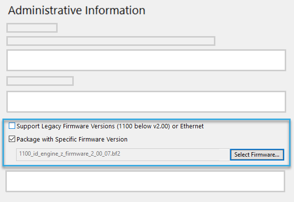 Screenshot: Settings in Administrative Information to check before releasing a configuration in BALTECH ConfigEditor