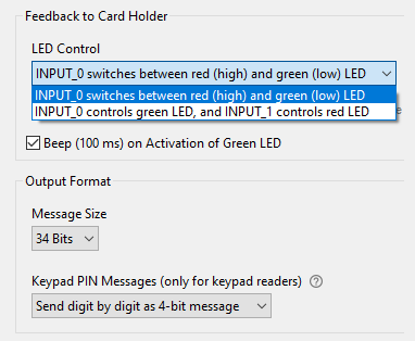 Screenshot: Define LED/beeper patterns for i/o events in BALTECH ConfigEditor