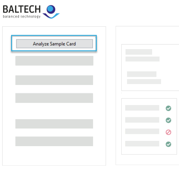 Screenshot: Button "Test Sample Card" in BALTECH ID-engine Explorer