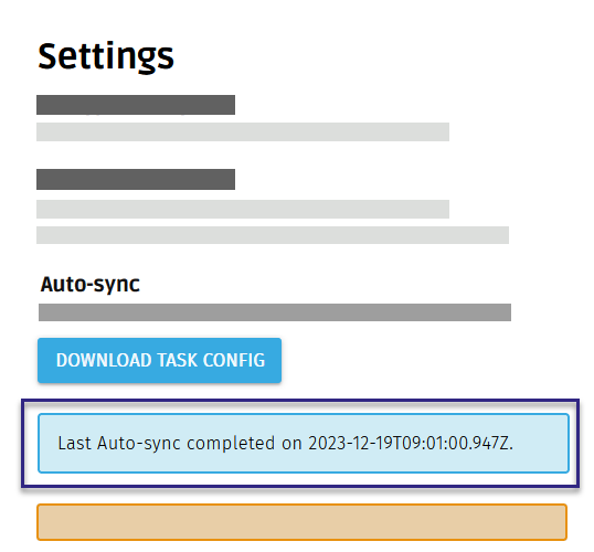 Date and time of last completed Auto-sync displayed BALTECH Mobile ID Manager