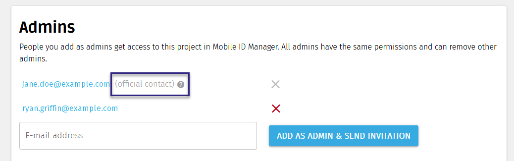 Add admin to a project in BALTECH Mobile ID Manager