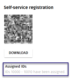 Screenshot: IDs already registered in a self-service project in BALTECH Mobile ID Manager