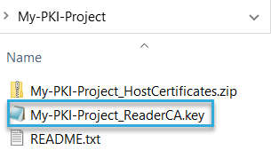 Screenshot: CA key for an example PKI created by BALTECH PKI Certificate Manager